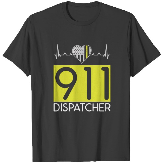 911 Dispatcher Heartbeat Thin Yellow Line T-shirt