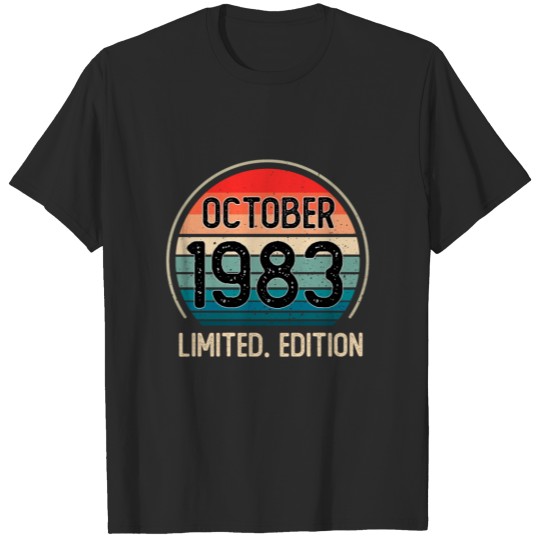 Discover 1983 Vintage Born in October 38th Happy Birthday T-shirt