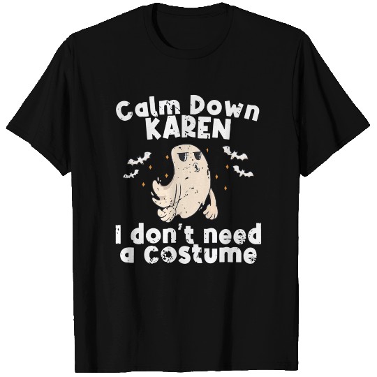 Funny Halloween Ghost Calm Down Karen Disstressed T-shirt