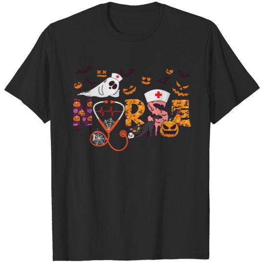 Discover Halloween Nurse Nursing Health Worker Halloween T-shirt