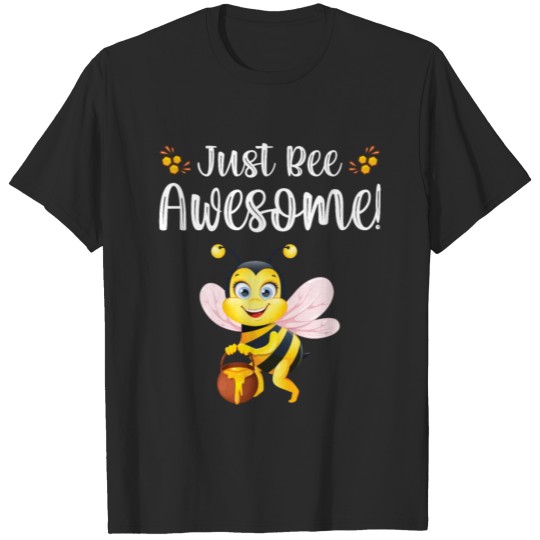 Discover Just Bee Awesome Cute Nerdy Bee Cute Lettering. T-shirt