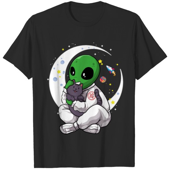Space Cat Alien Astronomy UFO Kitten Funny Cat Abd T-shirt