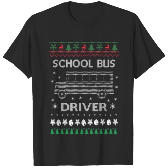 Discover Funny School Bus Driver Ugly Christmas Gifts T-shirt