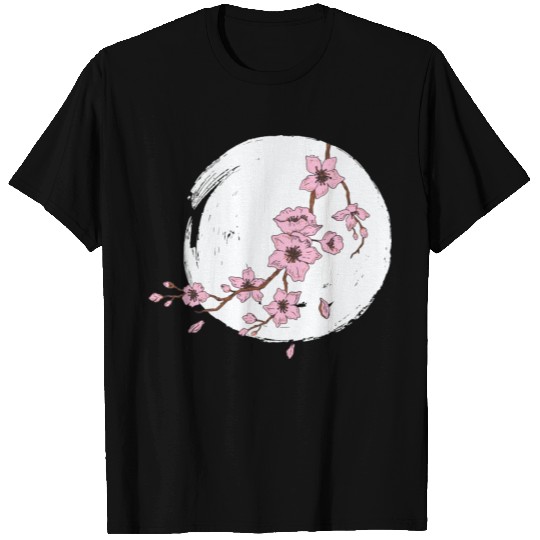 Japan Sakura Cherry Blossom Full Moon Kawaii T-shirt