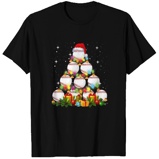 Baseball Christmas Tree Xmas Baseball Player Gift T-shirt