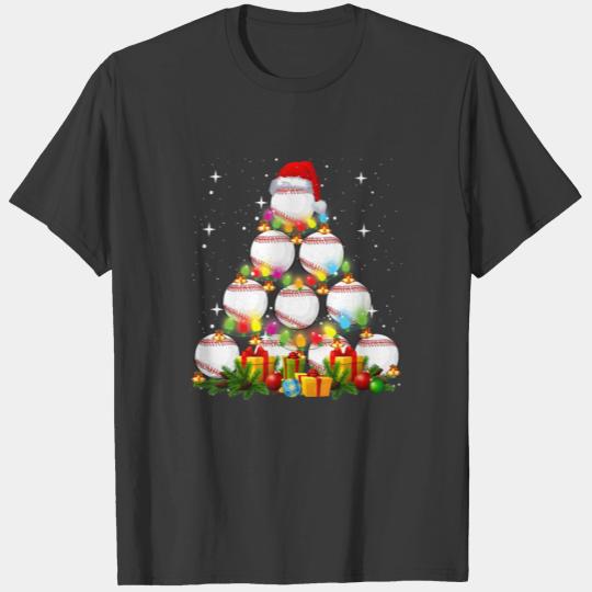 Baseball Christmas Tree Xmas Baseball Player Gift T-shirt