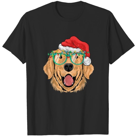 Discover Golden Retriever Santa Hat Funny Dog Christmas T-shirt