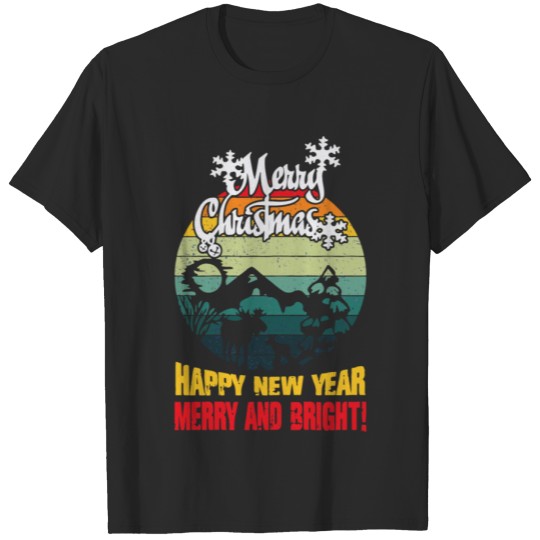 Discover Merry Chirstmas Happy New Year Merry Bright T-shirt
