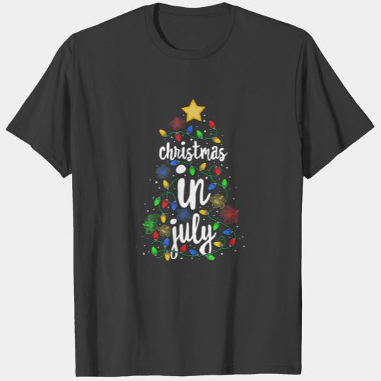 Christmas In July Tree Lights Hawaii Summer Gift T-shirt