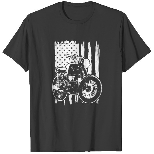 Discover Distressed American Flag Motorcycle Rider T-shirt