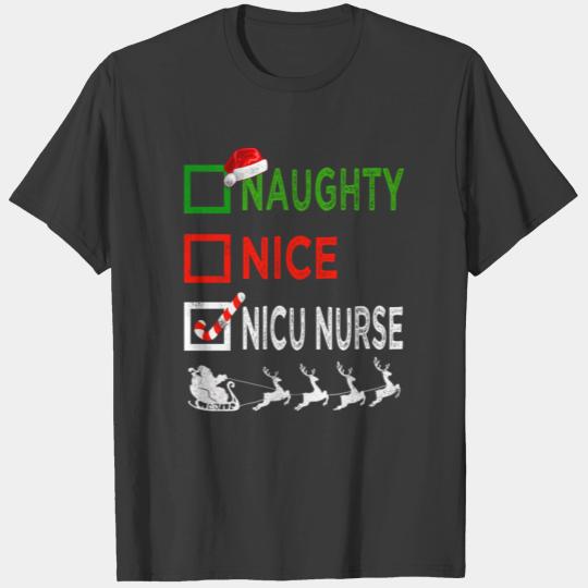 Naughty Nice Nicu Nurse Christmas Pajamas Funny T-shirt