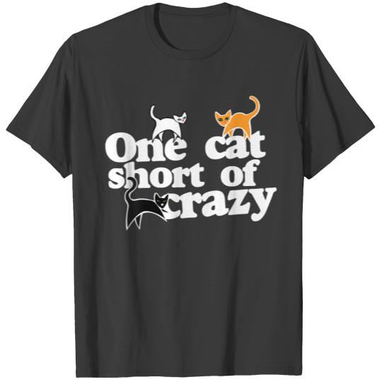 Womens One cat short of CRAZY V Neck T Shirt T-shirt