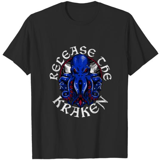Discover Release The Kraken Red White Blue Octopus T-shirt