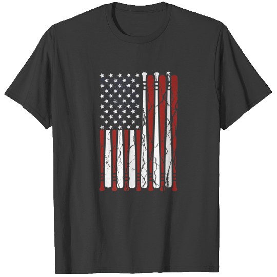 Vintage American Flag Baseball 4th Of July T-shirt