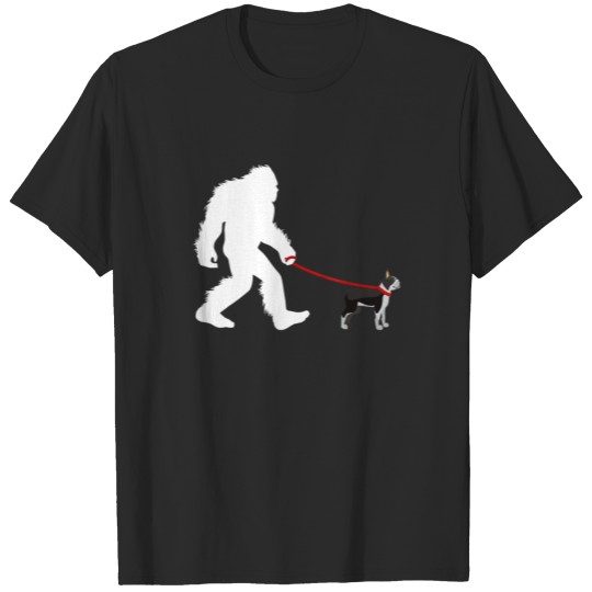 Discover Bigfoot Walking Boston Terrier Funny T-shirt