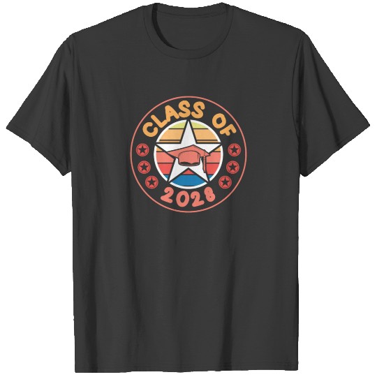 Retro Colorful Class of 2028 School Graduation 202 T-shirt