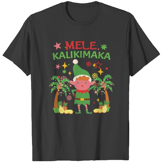 Mele Kalikimaka Elf Matching Christmas Hawaiian T-shirt