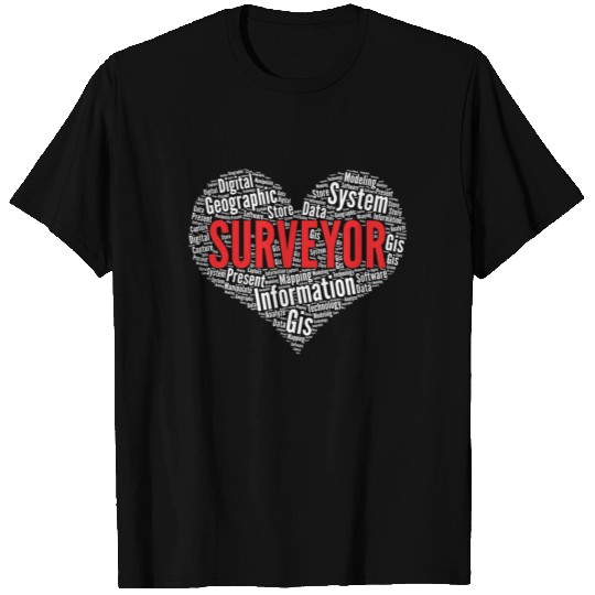 Surveyor Heart Shape Word Cloud Design graphic T-shirt