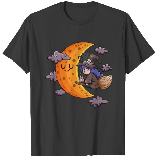 Flying Witch and Moon T-shirt