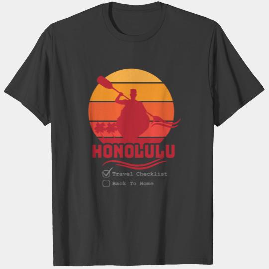 Honolulu City text with circle shape graphic T-shirt