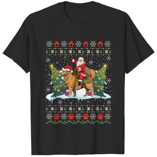 Discover Christmas Santa riding Golden Retriever ugly T-shirt