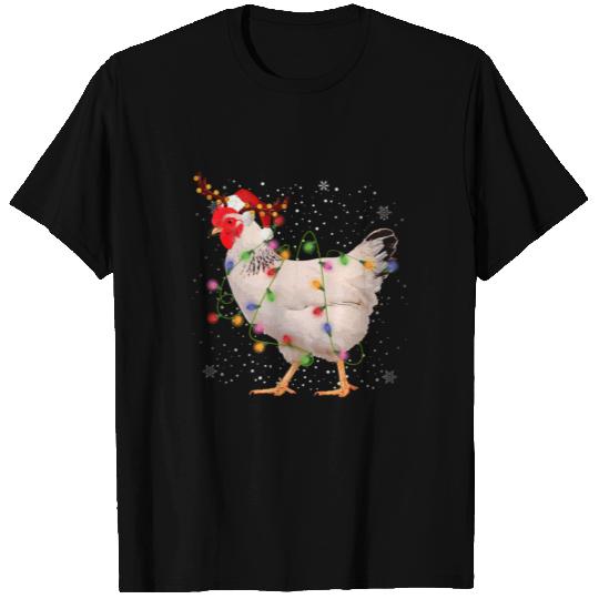 Chicken Christmas Tree Funny Xmas Lights Reindeer T-shirt