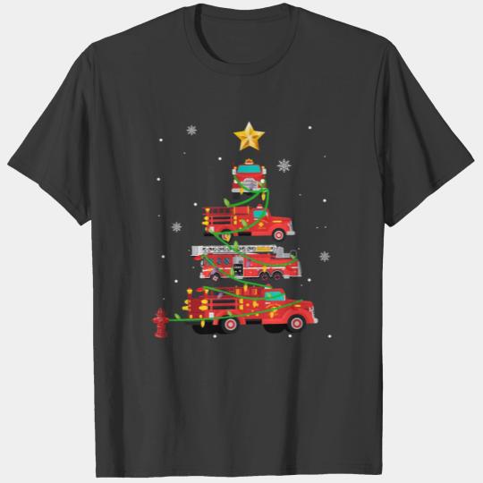 Firefighter Fire Truck Christmas Tree Xmas Tshirt T-shirt