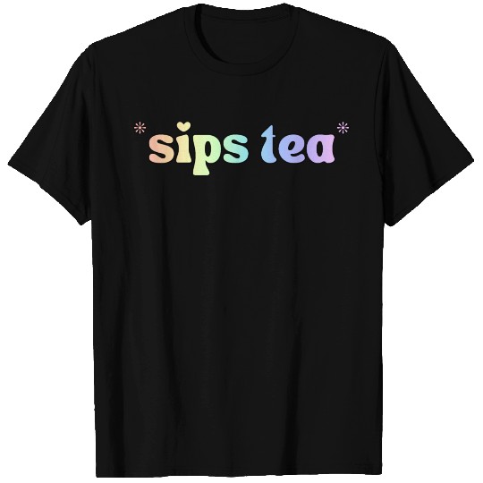Typed *sips tea* Pastel Rainbow Text T-shirt