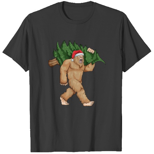 Bigfoot Santa Christmas Tree Xmas Sasquatch Boys K T-shirt