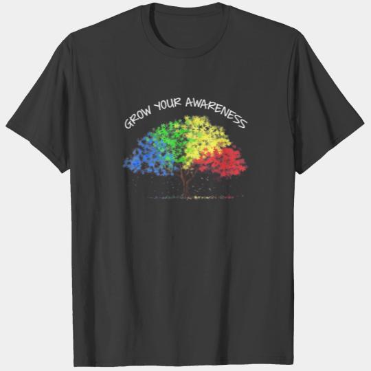 Autism Awareness Rainbow Tree Grow Your Awareness T-shirt