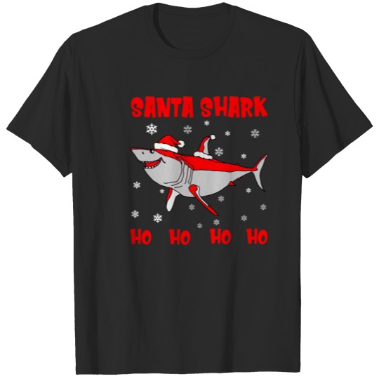 Discover Santa shark Funny Shark Christmas T-shirt