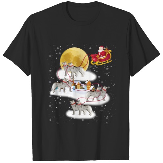 Discover Husky Dog Light Christmas Reindeer Tree Xmas Gift T-shirt
