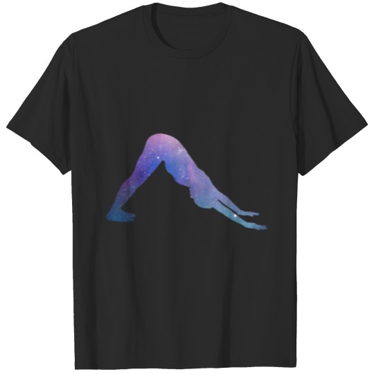 Discover Downward-Facing Dog Yoga Pose Galaxy Space T-shirt