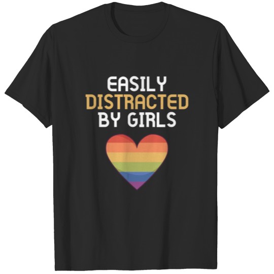 Discover Easily Distracted By Girls Lesbian Pride Rainbow H T-shirt