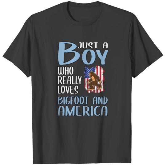 Mens Gift Just A Boy Who Really Loves Bigfoot And T-shirt