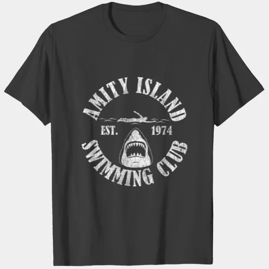 Amity Island Swim Club EST 1974 Shark T-shirt