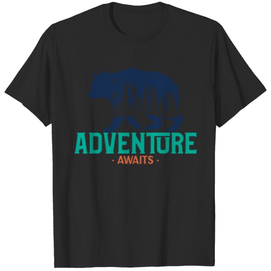 Discover Adventure Awaits Bear in the Forested Mountains T-shirt