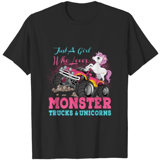 Discover Just a Girl Who Loves Monster Trucks and Unicorns T-shirt