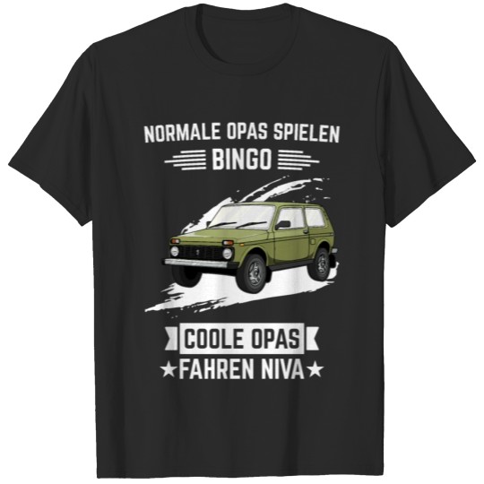 Discover Grandpa's Bingo Lada Niva 4x4 off-road vehicle T-shirt