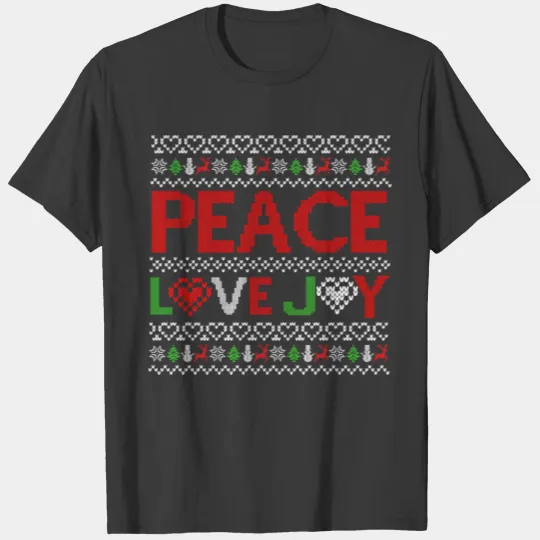 Peace Love Joy Christmas Present Star Snow T-shirt