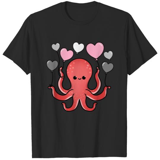 Octopus Heart Balloon Demigirl Pride T-shirt