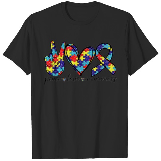 Discover Peace Love Awareness - Autism Awareness T-shirt