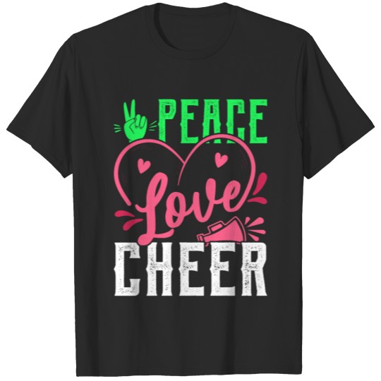 Discover peace love cheer Funny Cheerleader Cheering T-shirt