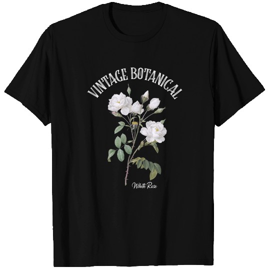 Vintage Botanical White Rose T-shirt