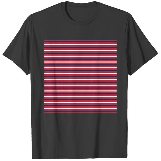 Discover Nautical Stripes Red Blue White Lines Geometric T-shirt