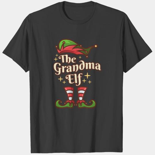 The Grandma Elf Funny Pj Christmas Pajama Jammie W T-shirt