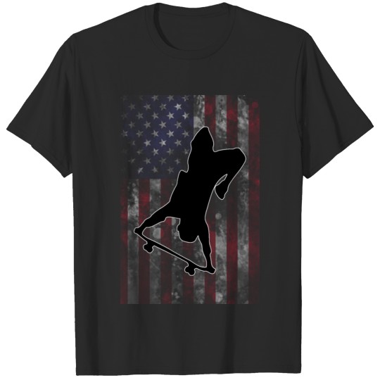 Discover Skateboarder Skater Skate America Flag Gift T-shirt