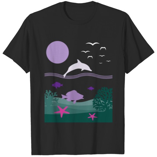 Discover Sea Underwater Animals Dolphin Fishes Gift T-shirt