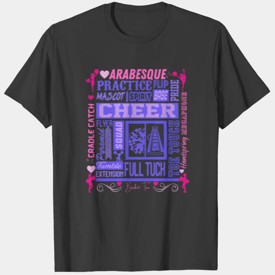 Girls Cheerleading Typography in Pink and Purple T-shirt