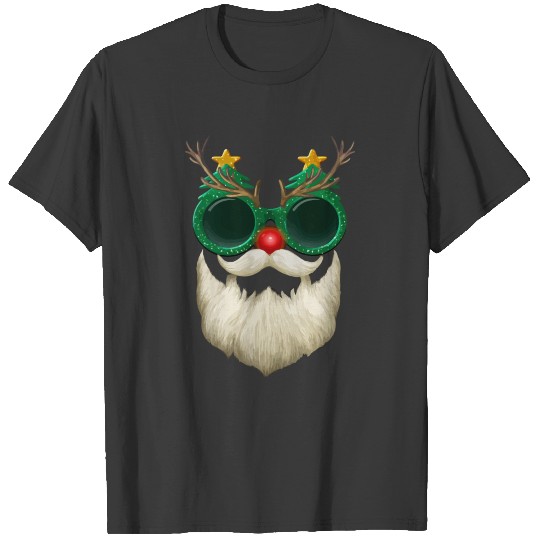 Christmas Tree Green Glasses With White Santa Bear T-shirt